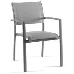 Fauteuil empilable en alu et tissu Olefin, Nice