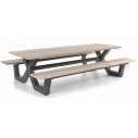 Table pique-nique avec bancs en teck massif et pieds en aluminium, Bonucci