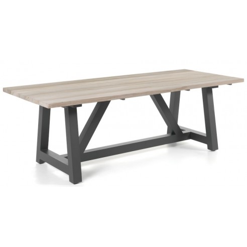Table en teck massif et alu 220 cm, Cassano Table en teck massif et alu 220 cm, Cassano