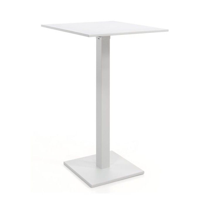 Table de bar 70x70 cm en alu blanc ou charcoal, repliable