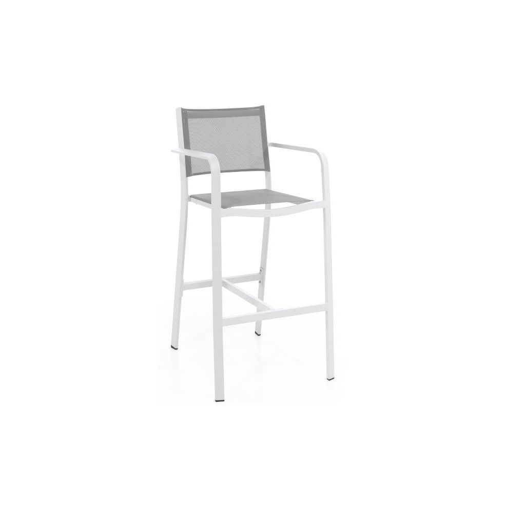 Chaise de bar haute 113 cm en alu et textylène Chaise de bar haute 113 cm en alu et textylène