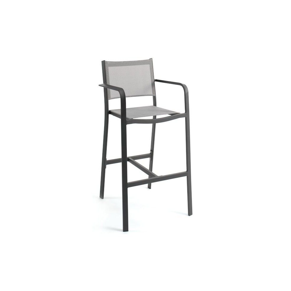 Chaise de bar haute 113 cm en alu et textylène