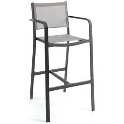 Chaise de bar haute 113 cm en alu et textylène