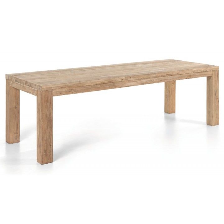 Table rectangulaire en vieux Teck massif, modèle Primitive