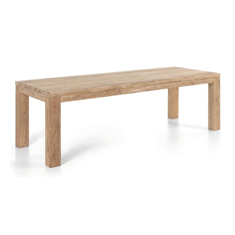 Table rectangulaire en vieux Teck massif, modèle Primitive