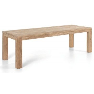 Table rectangulaire en vieux Teck massif, modèle Primitive