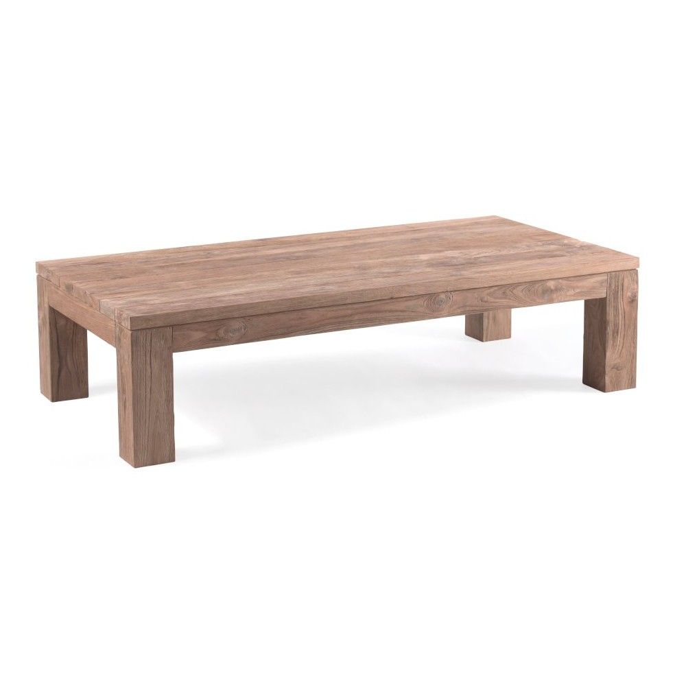 Table basse rectangulaire 140 cm en vieux teck massif, gamme Primitive Table basse rectangulaire 140 cm en vieux teck massif, gamme Primitive
