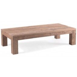 Table basse rectangulaire 140 cm en vieux teck massif, gamme Primitive
