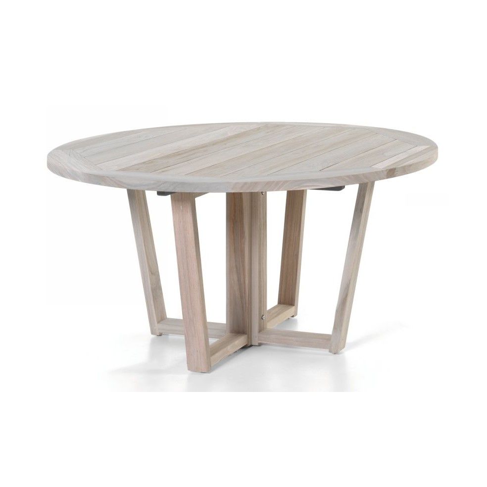 Table ronde en vieux teck massif finition délavée d 150 cm, 8 / 10 couverts Table ronde en vieux teck massif finition délavée d 150 cm, 8 / 10 couverts