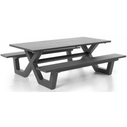 Table picnic en aluminium blanc ou charcoal 220 cm, Bonucci