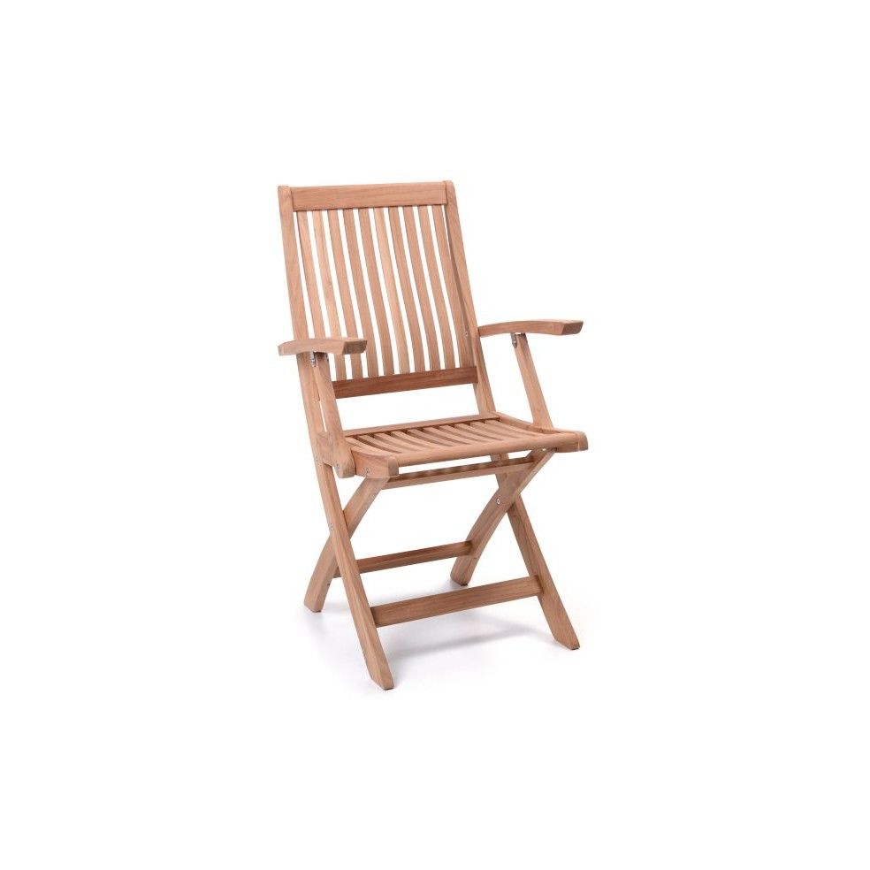 Fauteuil pliant galbé en teck massif, Ches Fauteuil pliant galbé en teck massif, Ches