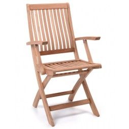 Fauteuil pliant galbé en teck massif, Ches