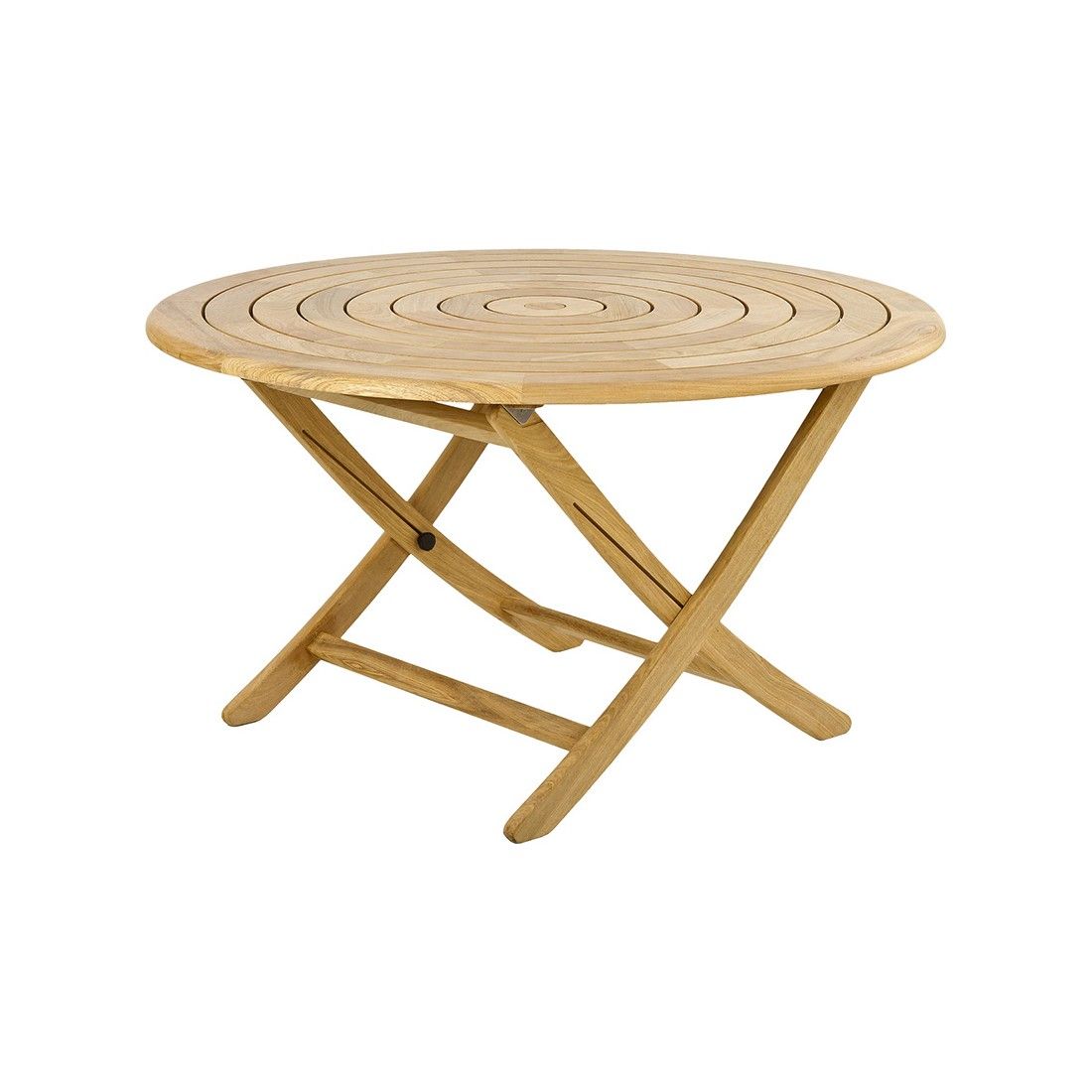Table de jardin pliante et ronde 130 cm en bois massif, haut de gamme