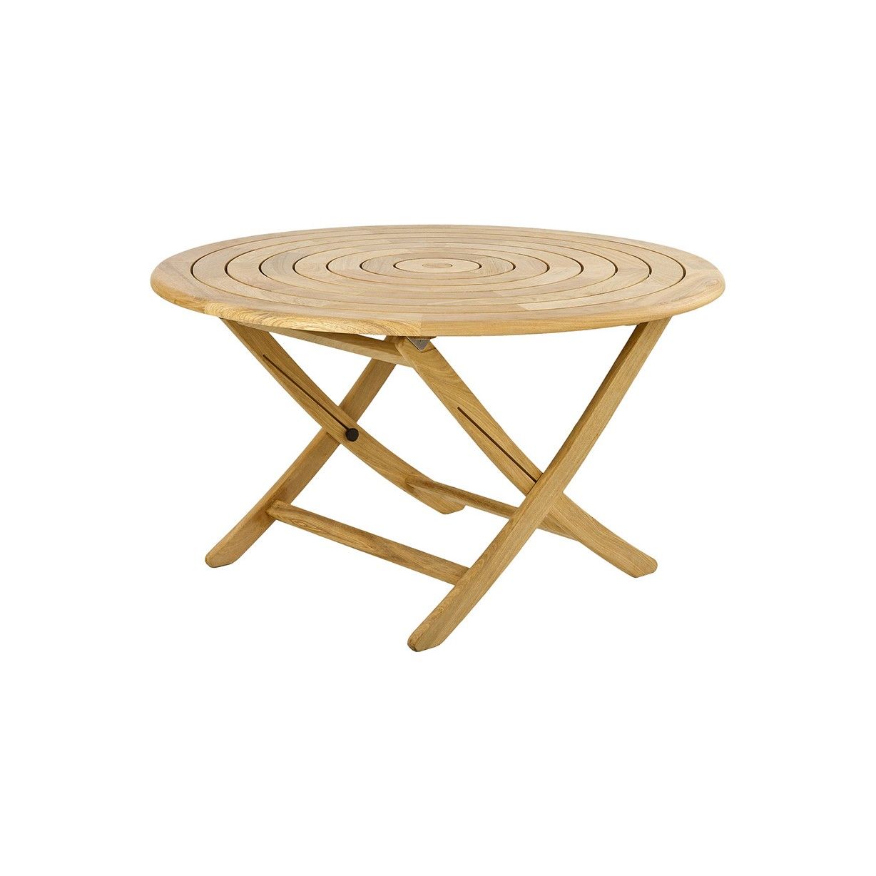 Table de jardin pliante et ronde 130 cm en bois massif, haut de gamme