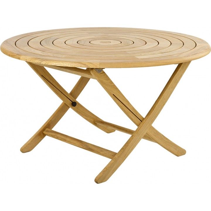 Table de jardin pliante et ronde 130 cm en bois massif, haut de gamme