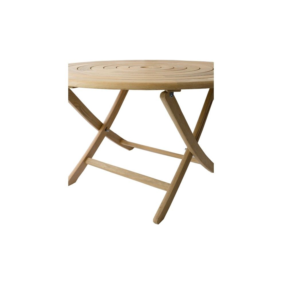 Table de jardin pliante et ronde 130 cm en bois massif, haut de gamme