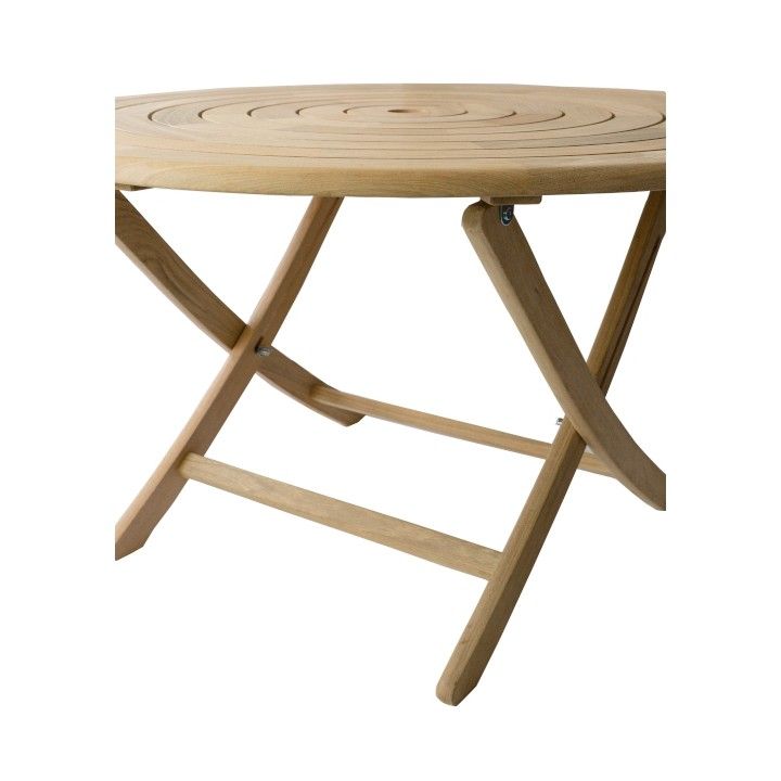 Table de jardin pliante et ronde 130 cm en bois massif, haut de gamme