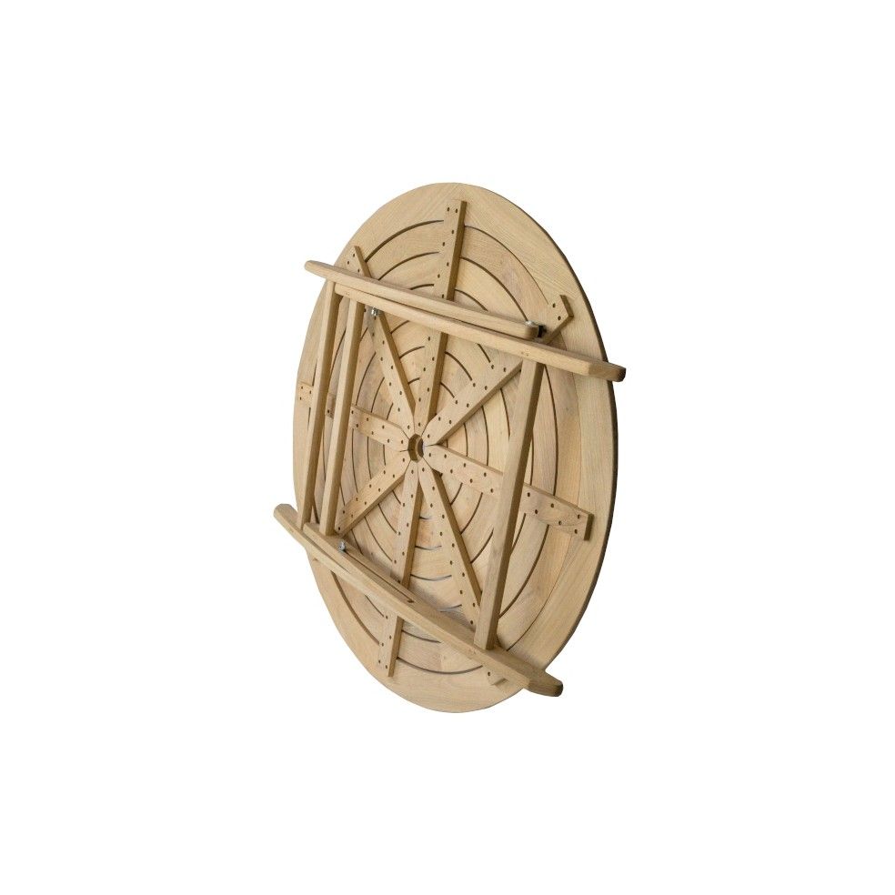 Table de jardin pliante et ronde 130 cm en bois massif, haut de gamme