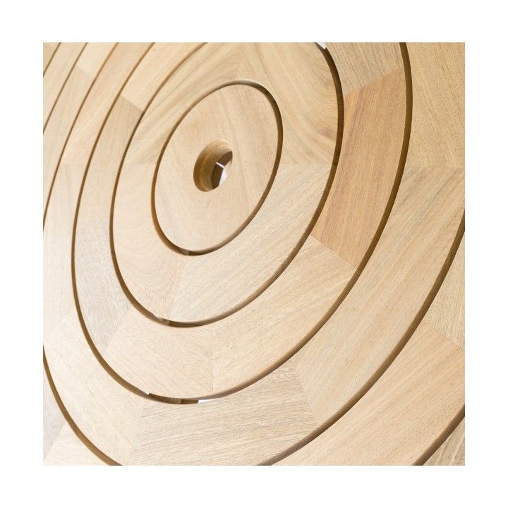 Table de jardin pliante et ronde 130 cm en bois massif, haut de gamme