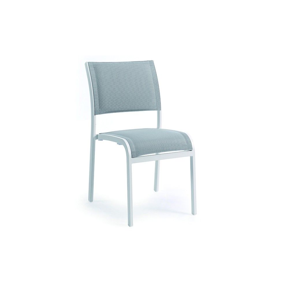 Chaise empilable en alu et double textylène, Nice Chaise empilable en alu et double textylène, Nice
