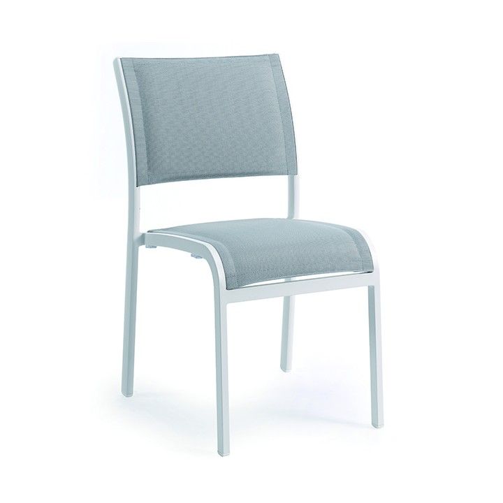 Chaise empilable en alu et double textylène, Nice
