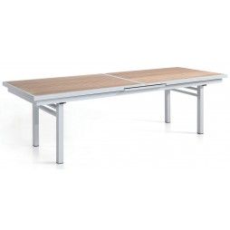 Table en teck avec rallonge et pieds en alu, 280-340 cm Lucia