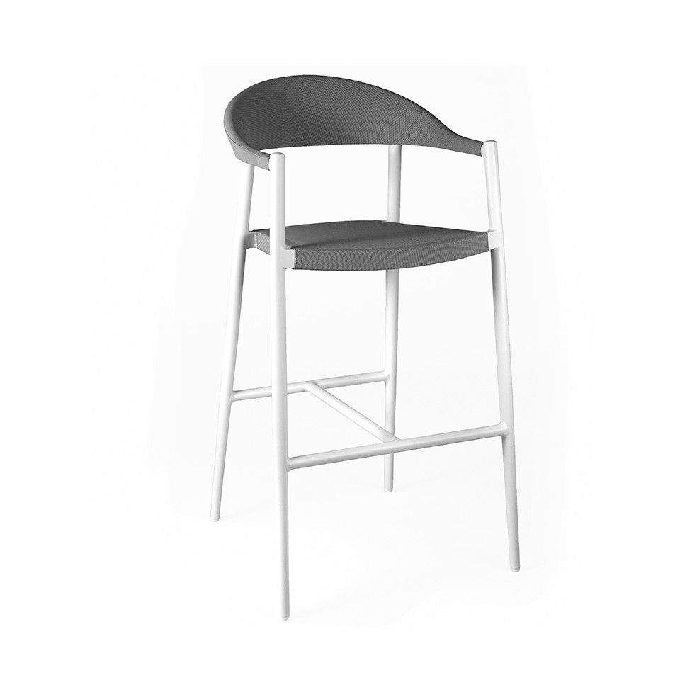 Chaise de bar haute 108 cm en alu et textylène, Matteo Chaise de bar haute 108 cm en alu et textylène, Matteo