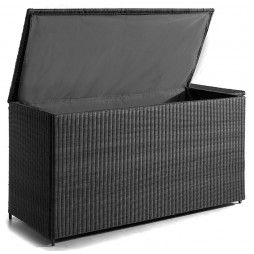 Coffre de rangement 160 cm alu et résine tressée noire, Firenze