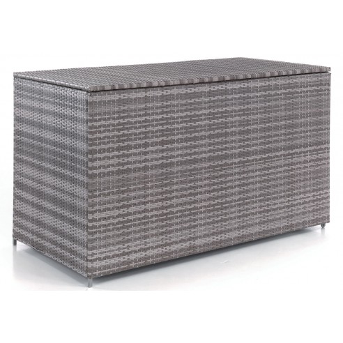 Coffre de rangement extérieur 160 cm aluminium et résine tressée, Adri Coffre de rangement extérieur 160 cm aluminium et résine tressée, Adri