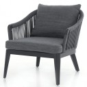 Fauteuil de jardin design avec dossier en rubans et coussins, Fabio