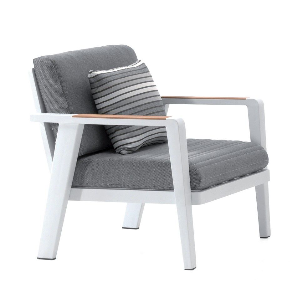 Salon de jardin teck, alu et coussins déperlant, Guadeloupe