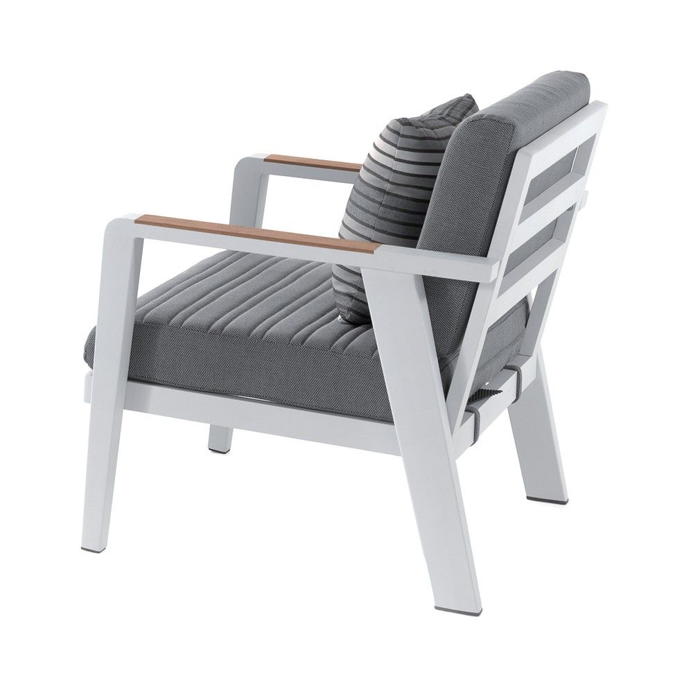 Salon de jardin teck, alu et coussins déperlant, Guadeloupe