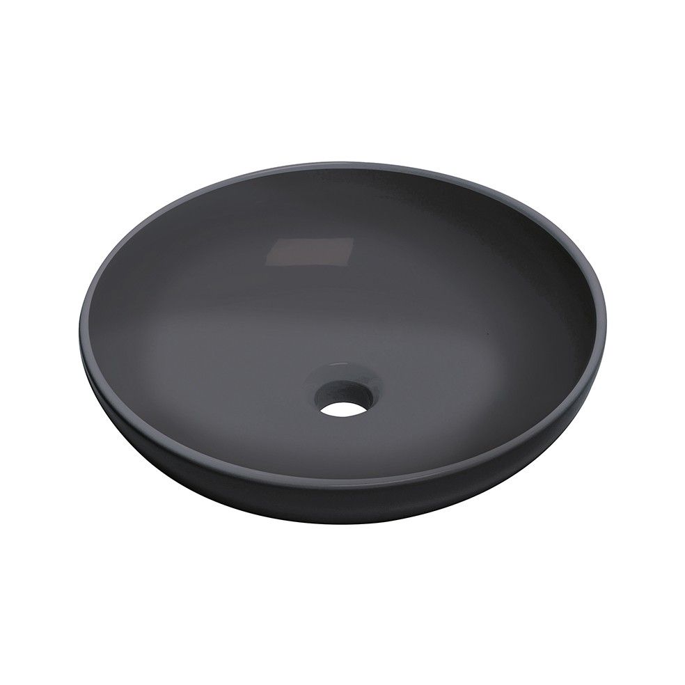 Vasque à poser en céramique noir mat 46 cm, modèle Tondo Vasque à poser en céramique noir mat 46 cm, modèle Tondo