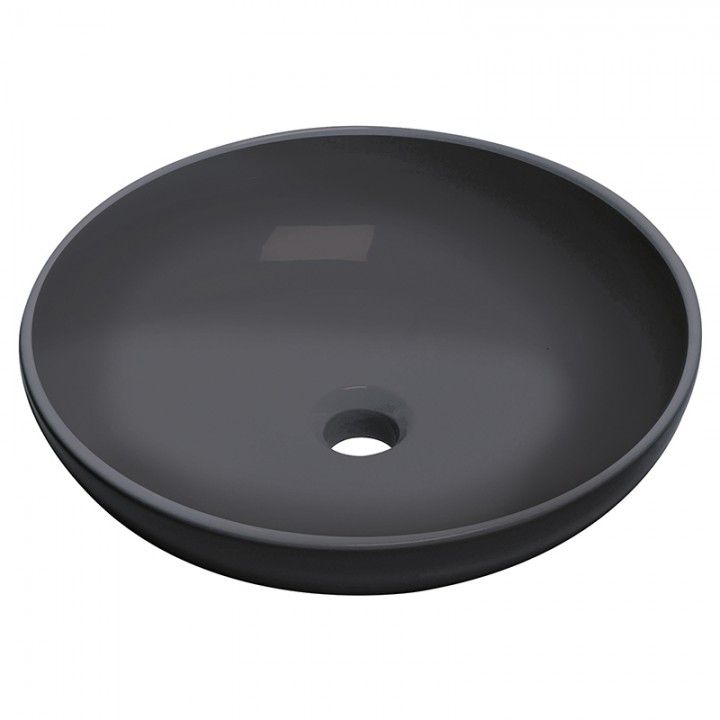 Vasque à poser en céramique noir mat 46 cm, modèle Tondo