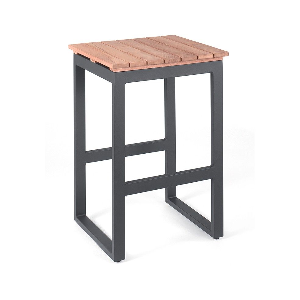 Tabouret de bar en teck et aluminium, Pisa Tabouret de bar en teck et aluminium, Pisa
