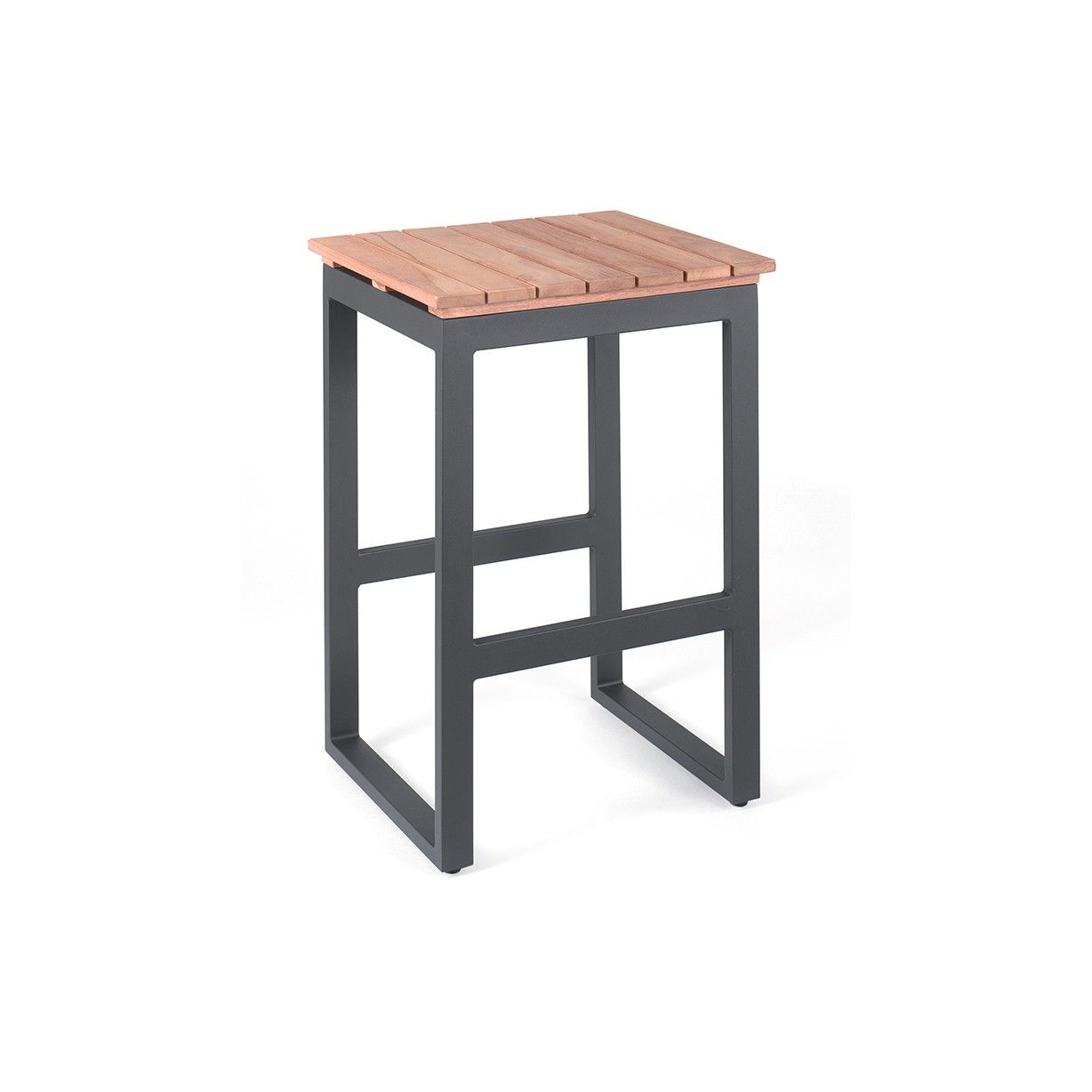 Tabouret de bar en teck et aluminium