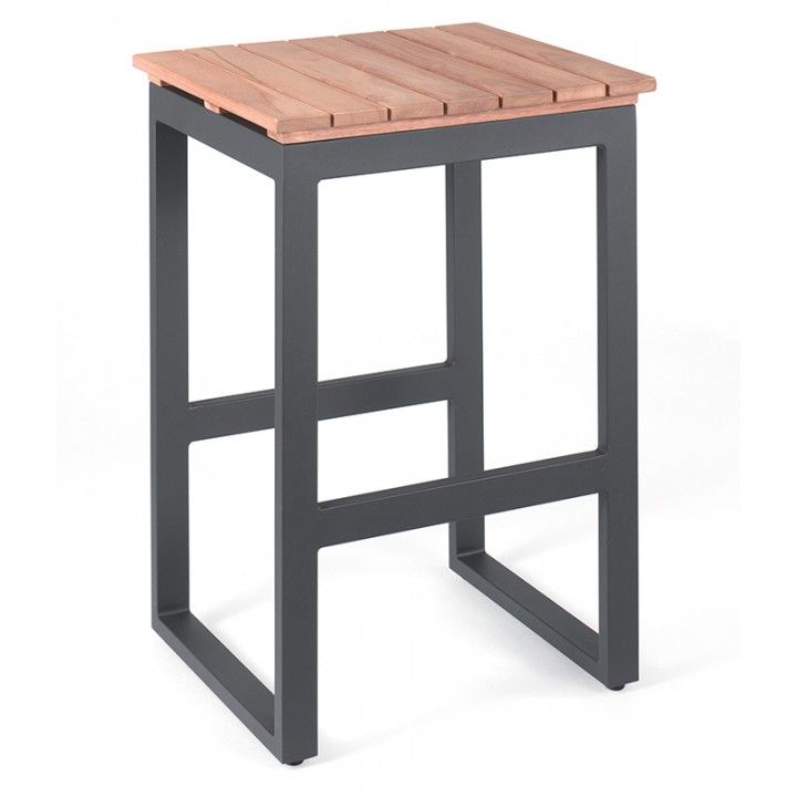 Tabouret de bar en teck et aluminium