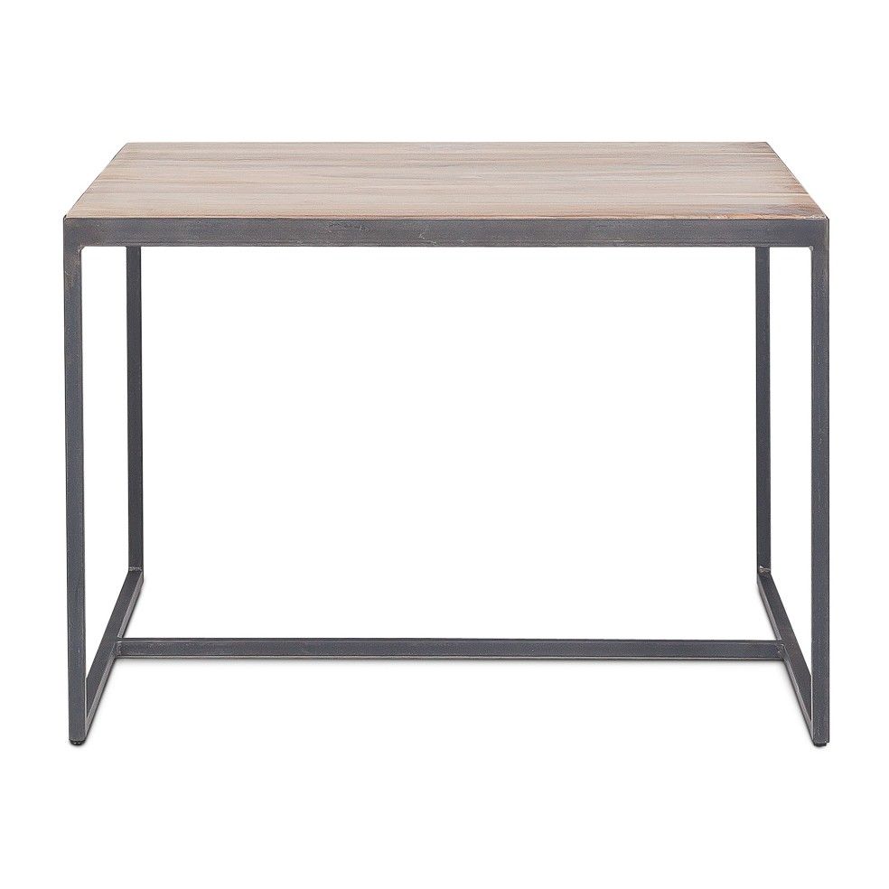 Table basse en métal avec un plateau fin en teck 50x50 cm Table basse en métal avec un plateau fin en teck 50x50 cm