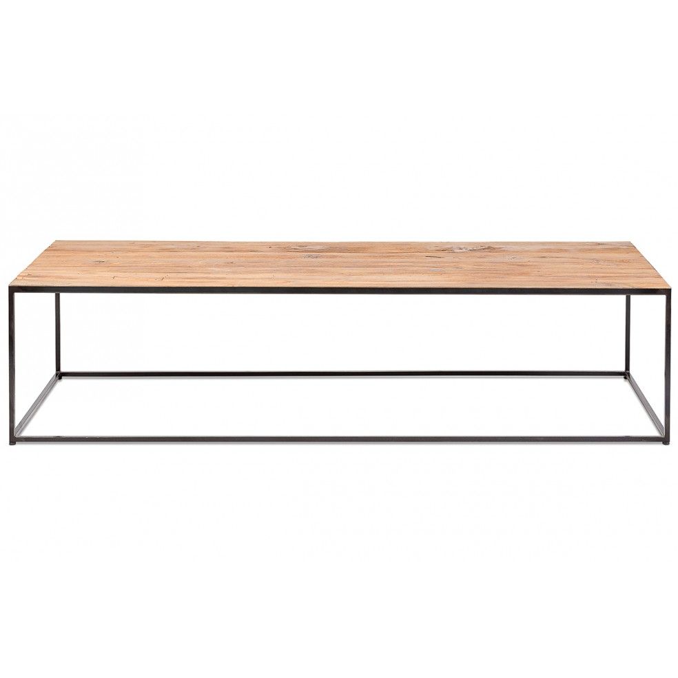 Table basse en métal et plateau en teck ancien 120x60 cm, Erosion Table basse en métal et plateau en teck ancien 120x60 cm, Erosion