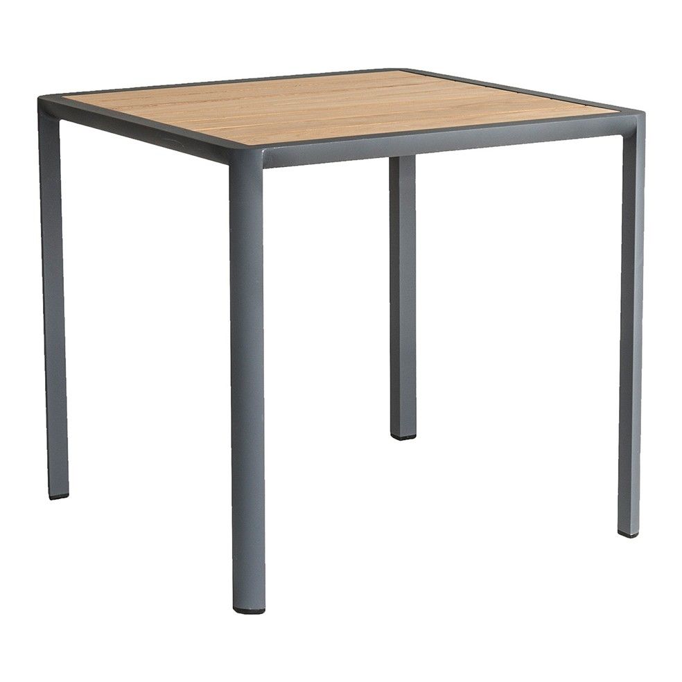 Table carrée 76 cm en alu gris et roble, Fresco Table carrée 76 cm en alu gris et roble, Fresco