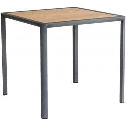 Table carrée 76 cm en alu gris et roble, Fresco