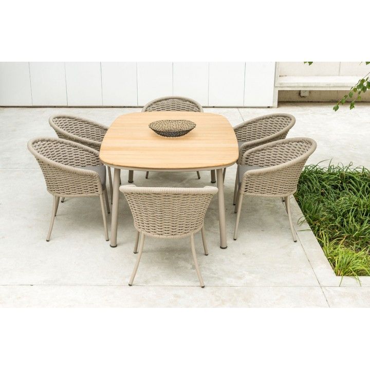 Fauteuil de table en alu et cordage tressé beige, Cordial de Alexander Rose