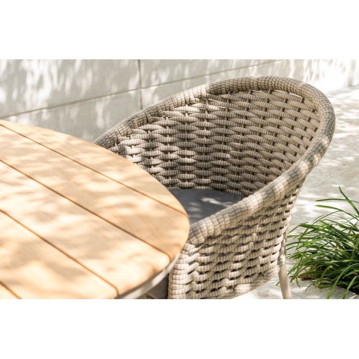 Fauteuil de table en alu et cordage tressé beige, Cordial de Alexander Rose