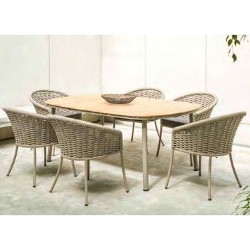 Fauteuil de table en alu et cordage tressé beige, Cordial de Alexander Rose