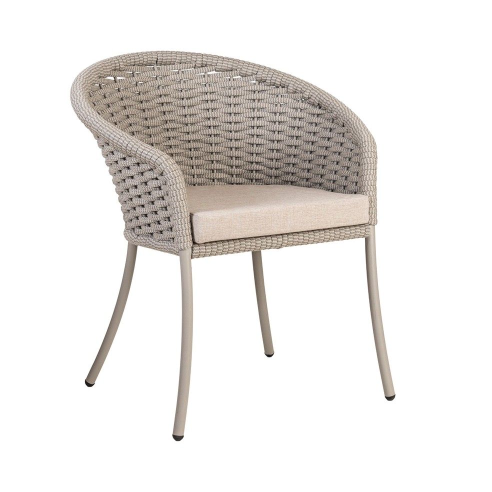 Grand fauteuil de table en alu et cordage tressé beige, Cordial de Alexander Rose Grand fauteuil de table en alu et cordage tressé beige, Cordial de Alexander Rose