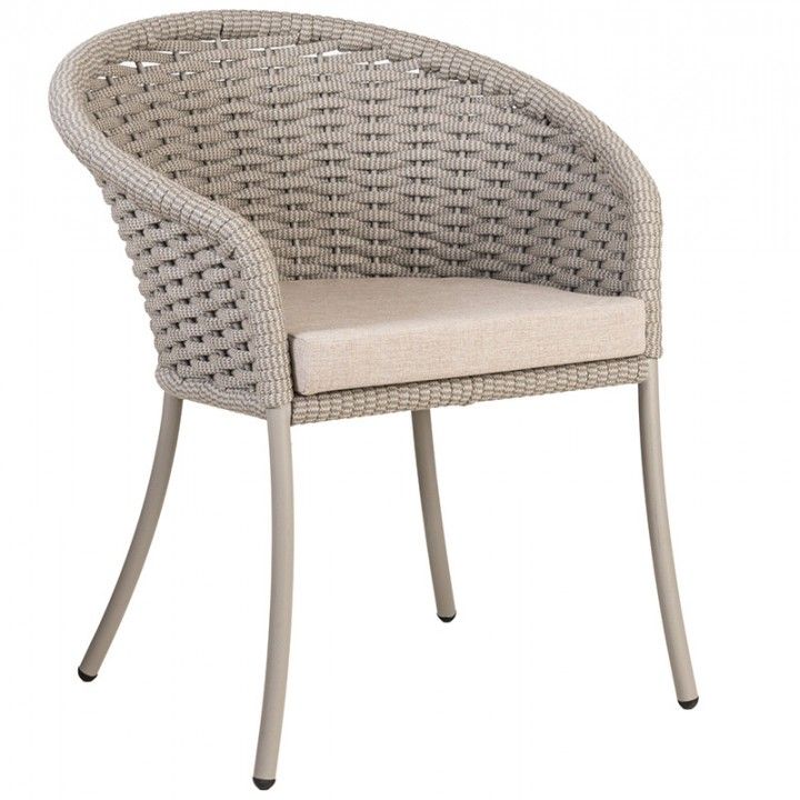 Fauteuil de table en alu et cordage tressé beige, Cordial de Alexander Rose