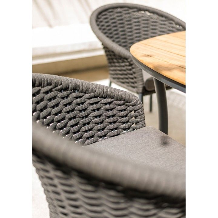 Fauteuil de table en alu et cordage tressé gris anthracite, Cordial de Alexander Rose