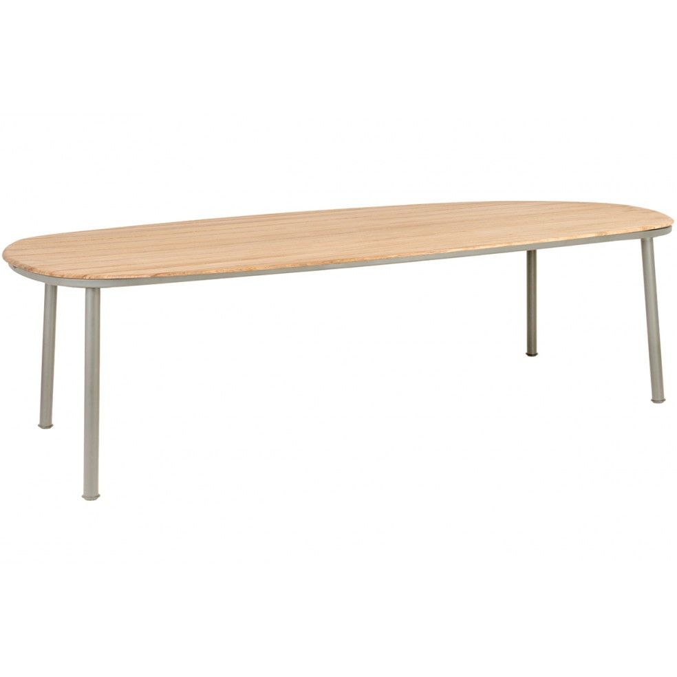 Grande table de jardin 270 x 120 cm alu gris ou beige et bois de roble, Cordial Grande table de jardin 270 x 120 cm alu gris ou beige et bois de roble, Cordial