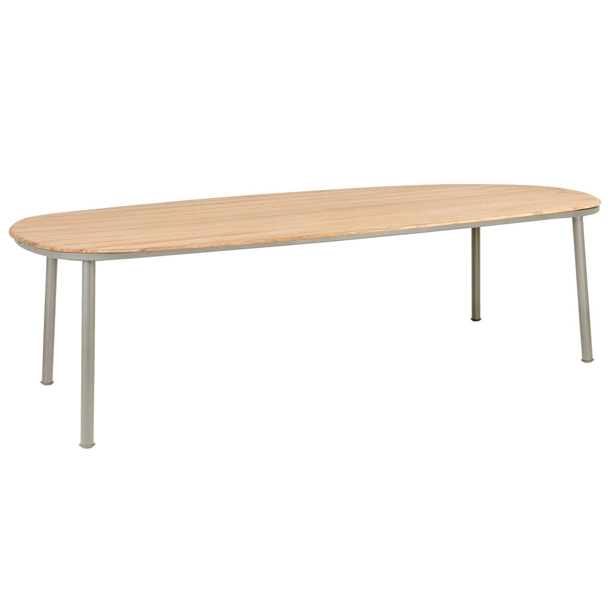 Grande table de jardin 270 x 120 cm alu gris ou beige et bois de roble, Cordial