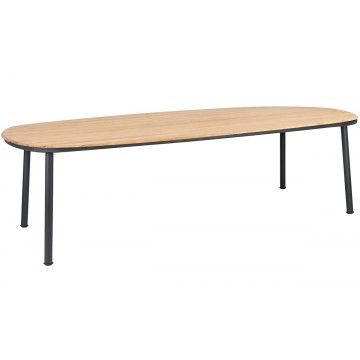 Grande table de jardin 270 x 120 cm alu gris ou beige et bois de roble, Cordial